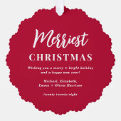 Merriest Christmas Red Photo Holiday Ornament Kaart (Voorkant)