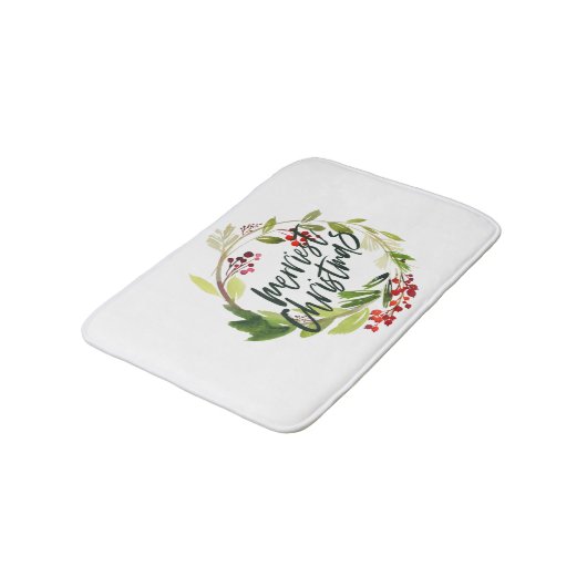 Merriest Christmas waterverf Blad Badmat (Gekanteld)