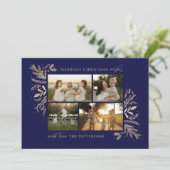 Merriest Christmas Wishes 4 Foto Botanische Bloeme Feestdagenkaart (Staand voorkant)