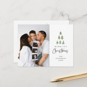 Merriest Christmas, Xmas Tree Family Foto Briefkaart