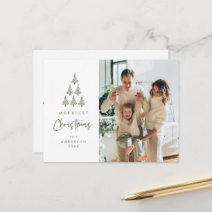 Merriest Christmas, Xmas Tree Family Foto Briefkaart