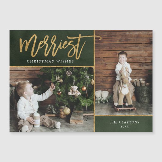 Merriest Faux Folie 2 foto magnetische kerst Kaart (Voorkant)