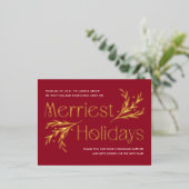 Merriest Holidays FOIL Business Holiday Carte post (Debout devant)