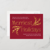 Merriest Holidays FOIL Business Holiday Carte post (Recto/Verso)