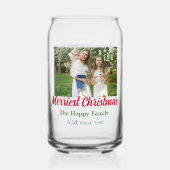 Merriest joyful kerstvakantie voeg familienaam toe blikvorm glas (Achterkant)
