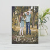 Merriest Kerst Elegant Script Foto Kerstmis Feestdagenkaart (Staand voorkant)