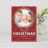 Merriest Kerst Elegant Script Foto Kerstmis Kaart (Staand voorkant)
