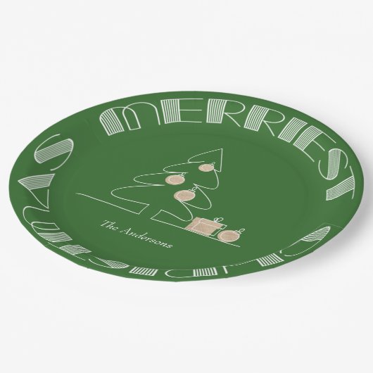 Merriest kerstboom Green Papieren Bordje (Gekanteld)