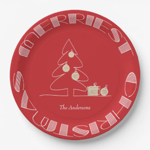 Merriest kerstboom Red Papieren Bordje