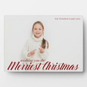Merriest Kerstchic Red Script Overlay Foto Fotoplaat (voorkant)
