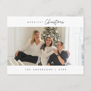 Merriest Kerstmis Familie Foto, Modern Gezellig Briefkaart