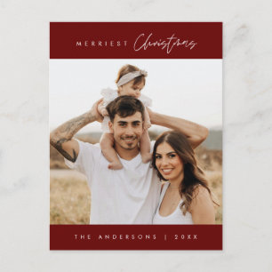 Merriest Kerstmis Familie Foto, Modern Gezellig Briefkaart