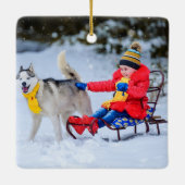 Merriest Kerstmis White Script Photo Double Sided Keramisch Ornament (Achterkant)