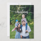 Merrigste Kerst Wit Schrift Uniek Foto Kaart (Voorkant)