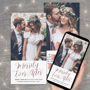 Merrily Ever After Passen getrouwd 2 Foto Elegant Feestdagenkaart