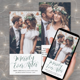Merrily Ever After Passen getrouwd 2 Foto Elegant Feestdagenkaart
