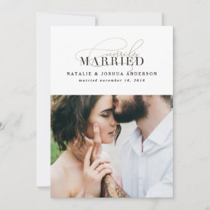 Merrily getrouwde huwelijksaankondiging feestdagenkaart