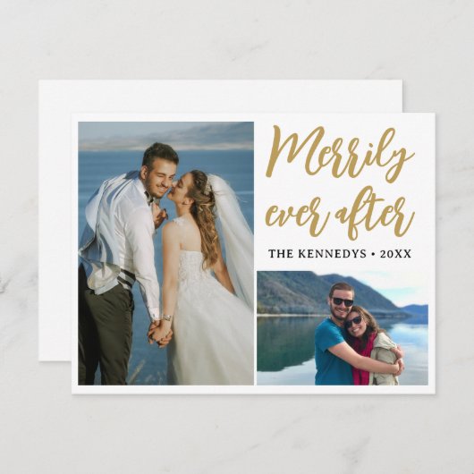 Merrily Jamais après 2 Mariage photo Faire-part (Devant / Derrière)