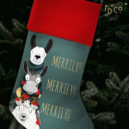 "Merrily" Leuk Schattige Llama Ezel Schaap Turquoi Kerstsok