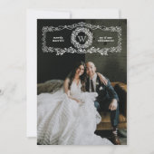 Merrily marié Monogramme Wreath Carte photo de vac (Devant)