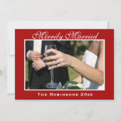Merrily Married Pas getrouwd Kerstfoto Feestdagenkaart (Voorkant)