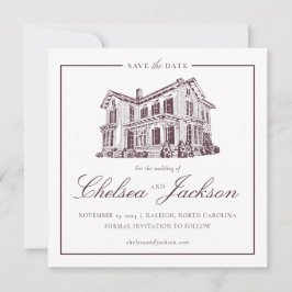 Merrimon-Wynne House Schets Bewaar de Datum Save The Date