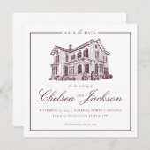 Merrimon-Wynne House Sketch Bewaar de datum Save The Date (Voorkant / Achterkant)