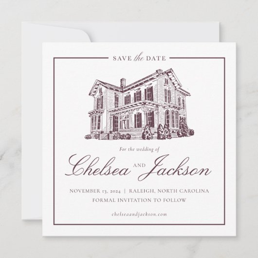 Merrimon-Wynne House Sketch Bewaar de datum Save The Date (Voorkant)