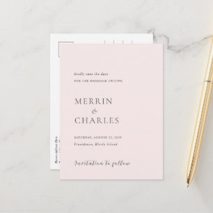 Merrin Blush Elegant Wedding Save the Date Aankondigingskaart