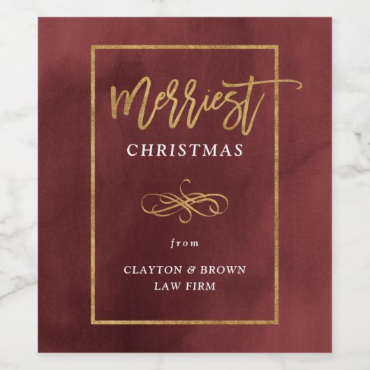Merriste nep goud folie kerstcadeau voor bedrijven wijn etiket (Enkel label)