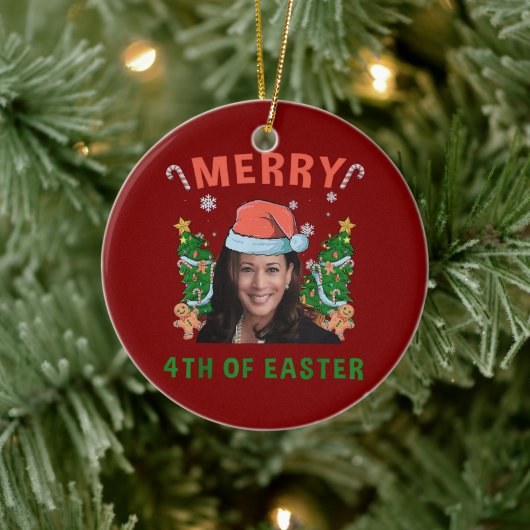 Merry 4th of Easter Funny Kamala Harris Kerst Keramisch Ornament (Boom)