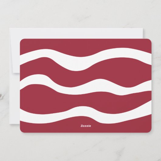 Merry Alles Burgundy White Abstracte Curven Feestdagenkaart (Achterkant)