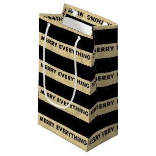 Merry Alles Gold Glitter Holiday Gift Bag Klein Cadeauzakje