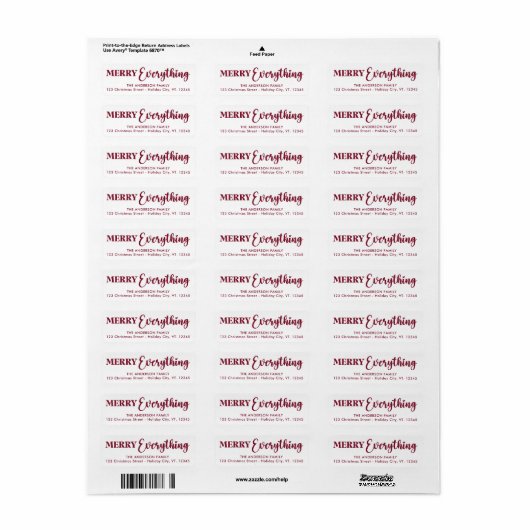 Merry Alles Happy Altijd Red Modern Elegant Etiket (Full Sheet)