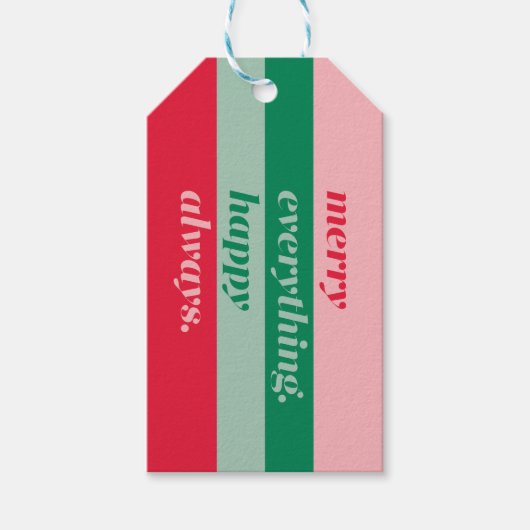 Merry Alles Happy Striped Cadeaulabel (Voorkant)