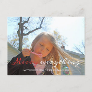 Merry Alles Holiday Foto met kerstrood wit Feestdagenkaart