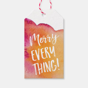 Merry Alles waterverf Kerst cadeau tags Cadeaulabel