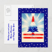 Merry American Christmas Patriotic Tree briefkaart (Voorkant / Achterkant)