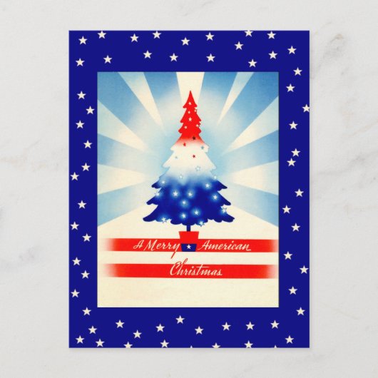 Merry American Christmas Patriotic Tree briefkaart (Voorkant)