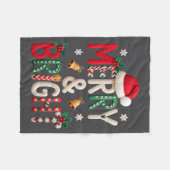 Merry &amp; Bright Christmas Santa Hat Crochet Kni Fleece Deken (Voorkant (Horizontaal))