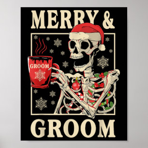 Merry & Bruidegom Bruid Skeleton Kerst Bachelo Poster