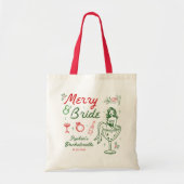 Merry and Bride Christmas Bachelorette Canvas tas (Voorkant)