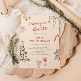 Merry and Bride Hand Drawn Christmas Vrijgezellenf Kaart