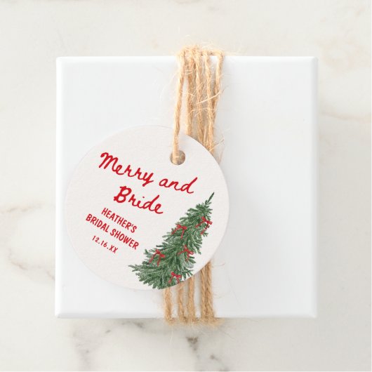 Merry and Bride Whimsical Holiday Bridal Shower Bedankjes Labels (In situ)