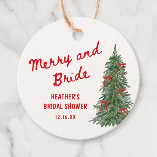 Merry and Bride Whimsical Holiday Bridal Shower Bedankjes Labels (Voorkant)