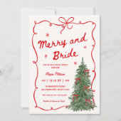 Merry and Bride Whimsical Holiday Bridal Shower Kaart (Voorkant)