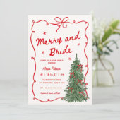 Merry and Bride Whimsical Holiday Bridal Shower Kaart (Staand voorkant)