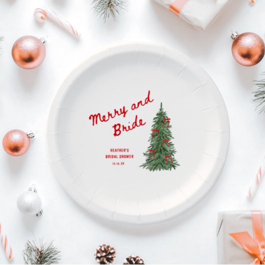 Merry and Bride Whimsical Holiday Bruidsfeest Papieren Bordje