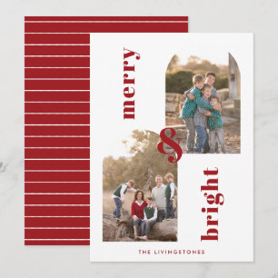 Merry and Bright Arches Red en White 2 Foto Feestdagenkaart