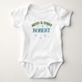 Merry and Bright Baby Naam Custom Jongen Kerstmis Romper (Voorkant)
